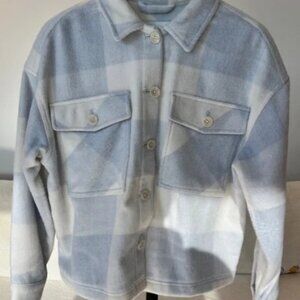 Calvin Klein Jeans Blue Plaid Button-Up Wool-Blend Overshirt - Size S/P